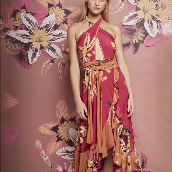 PatBO Carmen Floral Halter Wrap Dress Small - Picture 1 of 15